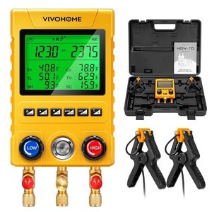 image:imageVIVOHOME Digital HVAC Manifold Gauges with 2 Wired Temperature Clamp Probes  Refrigeration AC Gauge Set Pressure and Temp Test for R134a R410a R32 R1234yf R454B Refrigerant Recharge Kitwith Clamps