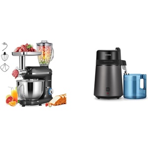 image:imageVIVOHOME Black 3 in 1 Stand Mixer with 6 Quart Bowl 650W 6 Speed Tilt Head Meat Grinder and Juice Blender and Black Water Distiller 16 Gallon 6L 900W with Smart Switch