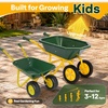 image:imageVIVOHOME Kids Wheelbarrow 11PCS Set Children Garden Cart Green  With Metal Gardening Tools Apron amp Gloves for Fun Educational Backyard PlayGreen
