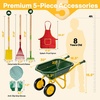 image:imageVIVOHOME Kids Wheelbarrow 11PCS Set Children Garden Cart Green  With Metal Gardening Tools Apron amp Gloves for Fun Educational Backyard PlayGreen