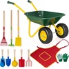 image:imageVIVOHOME Kids Wheelbarrow 11PCS Set Children Garden Cart Green  With Metal Gardening Tools Apron amp Gloves for Fun Educational Backyard PlayGreen