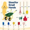 image:imageVIVOHOME Kids Wheelbarrow 11PCS Set Children Garden Cart Green  With Metal Gardening Tools Apron amp Gloves for Fun Educational Backyard PlayGreen