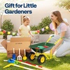 image:imageVIVOHOME Kids Wheelbarrow 11PCS Set Children Garden Cart Green  With Metal Gardening Tools Apron amp Gloves for Fun Educational Backyard PlayGreen