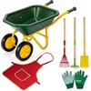 image:imageVIVOHOME Kids Wheelbarrow 11PCS Set Children Garden Cart Green  With Metal Gardening Tools Apron amp Gloves for Fun Educational Backyard PlayGreen