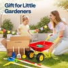 image:imageVIVOHOME Kids Wheelbarrow 11PCS Set Children Garden Cart Green  With Metal Gardening Tools Apron amp Gloves for Fun Educational Backyard PlayRed