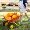 image:imageVIVOHOME Kids Wheelbarrow 11PCS Set Children Garden Cart Green  With Metal Gardening Tools Apron amp Gloves for Fun Educational Backyard PlayRed