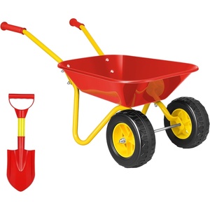 image:imageVIVOHOME Kids Wheelbarrow 11PCS Set Children Garden Cart Green  With Metal Gardening Tools Apron amp Gloves for Fun Educational Backyard PlayRed