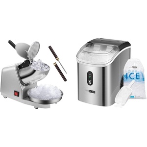 image:imageVIVOHOME Electric 4 Blades Ice Crusher Shaver 210lbshr and Automatic Chewable Nugget Ice Cube Maker Machine with Hand Scoop