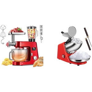 image:imageVIVOHOME Red 9 in 1 Stand Mixer with Fermentation and 75QT Bowl and Red Electric Ice Shaver Crusher 143lbs per Hour with Ice Pick
