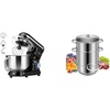 image:imageVIVOHOME Black 660W 10 Speed 6 Quart TiltHead Stand Mixer and Stainless Steel Steam Juicer Extractor 11 Qt with Tempered Glass Lid and 2 Hose for Kitchen