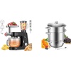 image:imageVIVOHOME Black 9 in 1 Stand Mixer with Fermentation 75 Quart 6 Speed Timer and Meat Grinder Juice Blender Vegetable Slicer Pasta Cookie Attachments and Stainless Steel 93QT Steam Juicer