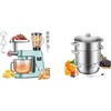 image:imageVIVOHOME Blue 9 in 1 Stand Mixer with Fermentation 75 Quart 6 Speed Timer and Meat Grinder Juice Blender Vegetable Slicer Pasta Cookie Attachments and Stainless Steel 93QT Steam Juicer