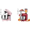 image:imageVIVOHOME Pink 660W 10 Speed 6 Quart TiltHead Stand Mixer and Red 3 in 1 Stand Mixer 6 Quart Electric TiltHead with Meat Grinder and Blender Attachments