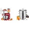 image:imageVIVOHOME Red 3 in 1 Stand Mixer with 6 Quart Bowl and Meat Grinder and Silver 93QT Steam Juicer