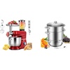 image:imageVIVOHOME Red 6 in 1 Stand Mixer with 85 Quart Bowl and Meat Grinder Blender Pasta Maker Attachments and Stainless Steel 93QT Steam Juicer