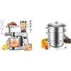 image:imageVIVOHOME Silver 9 in 1 Stand Mixer with Fermentation 75 Quart 6 Speed Timer and Meat Grinder Juice Blender Vegetable Slicer Pasta Cookie Attachments and Stainless Steel 93QT Steam Juicer