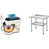 image:imageVIVOHOME White Stand Mixer with Fermentation and 6 Qt Bowl and One Touch Presets and 24 x 36 Inch Stainless Steel Work Table with Backsplash and Wheels for Commercial Home and Warehouse