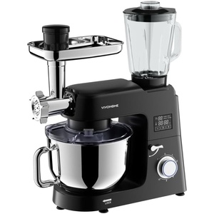image:imageVIVOHOME 9in1 Stand Mixer with Fermentation amp Timer 75Quart Black  Builtin Fermentation Meat Grinder amp Blender Jar Pasta Maker amp Slicer Dough Hook Beater Whisk Stainless Steel Bowl
