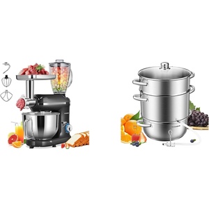 image:imageVIVOHOME Black 3 in 1 Stand Mixer with 6 Quart Bowl and Meat Grinder and Silver 93QT Steam Juicer