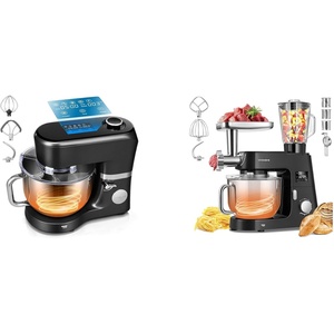 image:imageVIVOHOME Black Stand Mixer with Fermentation and 6 Qt Bowl and One Touch Presets and Black 9 in 1 Multifunctional Stand Mixer with 6 Speed and 75 Qt and Timer for Kitchen