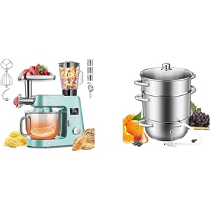 image:imageVIVOHOME Blue 9 in 1 Stand Mixer with Fermentation 75 Quart 6 Speed Timer and Meat Grinder Juice Blender Vegetable Slicer Pasta Cookie Attachments and Stainless Steel 93QT Steam Juicer