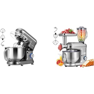 image:imageVIVOHOME Gray 660W 10 Speed 6 Quart TiltHead Stand Mixer and Silver 3 in 1 Multifunctional Stand Mixer 650W 6 Speed with Meat Grinder and Juice Blender