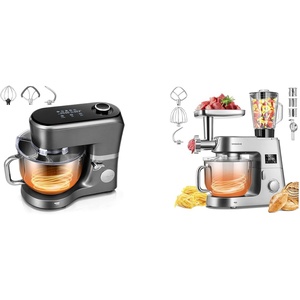 image:imageVIVOHOME Gray Stand Mixer with Fermentation and 6 Qt Bowl and One Touch Presets and Silver 9 in 1 Multifunctional Stand Mixer with 6 Speed and 75 Qt and Timer for Kitchen