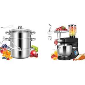 image:imageVIVOHOME Stainless Steel Juice Steamer Extractor 5 Qt with Tempered Glass Lid VIVOHOME 6 in 1 Multifunctional Stand Mixer with 85 Quart Stainless Steel Bowl