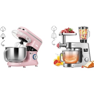 image:imageVIVOHOME Stand Mixer Pink 660W 10 Speed 6 Quart TiltHead Kitchen Electric Food Mixer and VIVOHOME 9 in 1 Multifunctional Stand Mixer with Fermentation 6 Speed 75 Quart Silver