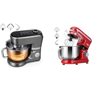image:imageVIVOHOME Stand Mixer with Fermentation OneTouch Presets and 6 Qt Bowl Gray and VIVOHOME 660W 10 Speed 6 Quart Stand Mixer with Beater Dough Hook Wire Whip and Egg Separator Red