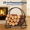 image:imageVIVOHOME 40 Inches Firewood Log Rack HoopOnly Rack  Heavy Duty Solid Steel Fire Wood Storage Rack for Indoor Outdoor Patio Deck Porch28inch
